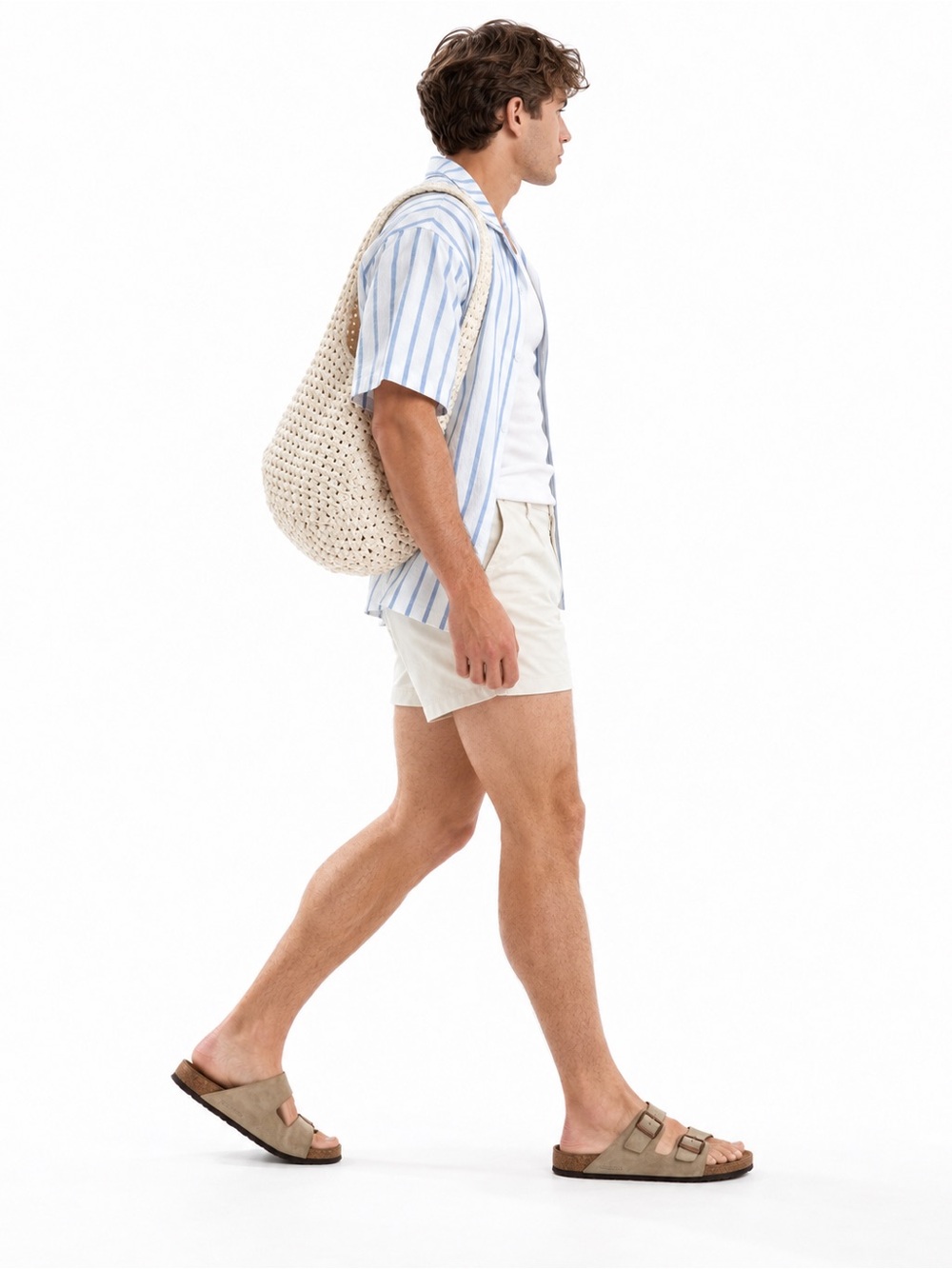 Men's ASOS DESIGN slim fit pleated chino shorts in stone Size 32
هله